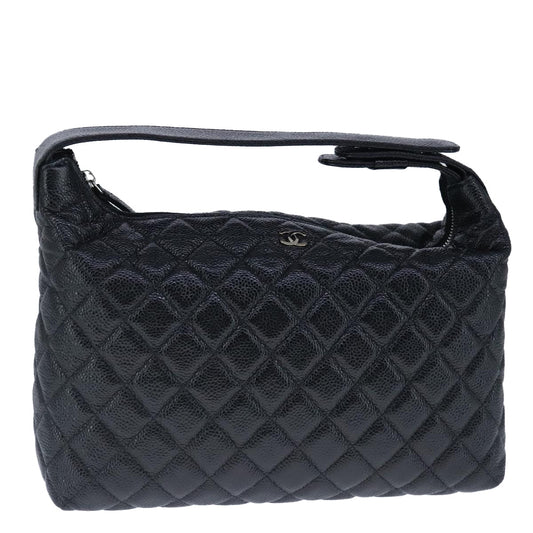 CHANEL Matelasse Hand Bag Caviar Skin Black CC 102997A