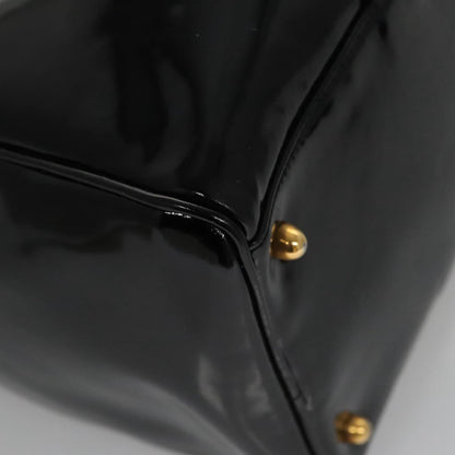 CHANEL Boston Bag Patent leather 2way Black Gold CC 102998
