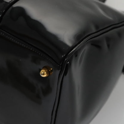CHANEL Boston Bag Patent leather 2way Black Gold CC 102998