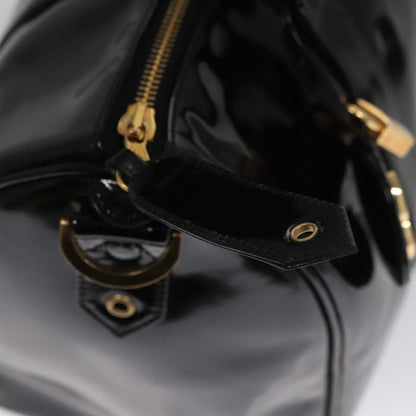 CHANEL Boston Bag Patent leather 2way Black Gold CC 102998