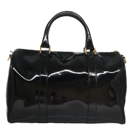 CHANEL Boston Bag Patent leather 2way Black Gold CC 102998