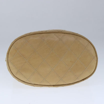CHANEL Bicolore Chain Shoulder Bag Lamb Skin Beige Gold CC 103006