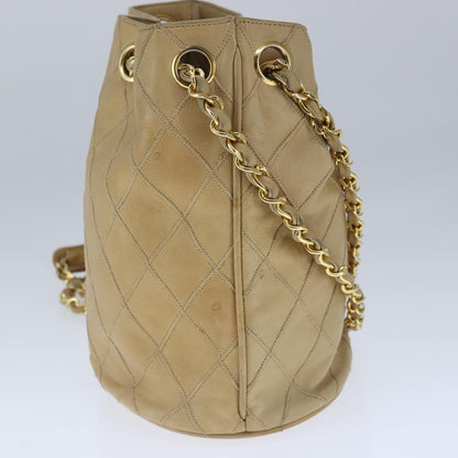 CHANEL Bicolore Chain Shoulder Bag Lamb Skin Beige Gold CC 103006