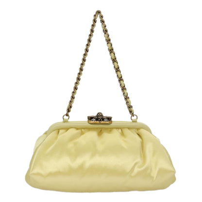 CHANEL Purse Party Bag Satin Yellow CC 103080A