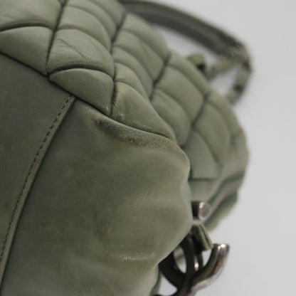 CHANEL Matelasse Chain Shoulder Bag Lamb Skin Green Silver CC 103203