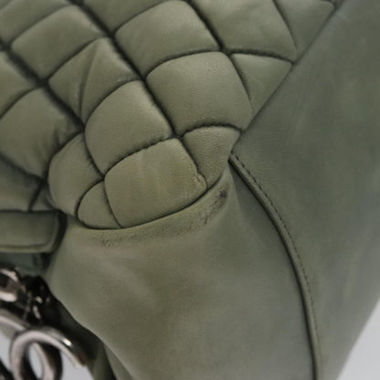 CHANEL Matelasse Chain Shoulder Bag Lamb Skin Green Silver CC 103203
