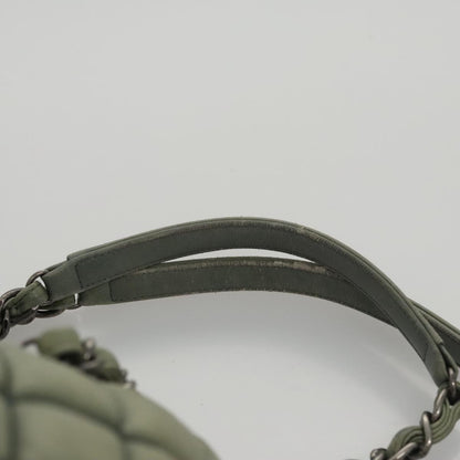 CHANEL Matelasse Chain Shoulder Bag Lamb Skin Green Silver CC 103203