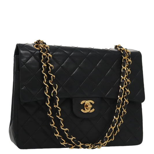 CHANEL Matelasse 25 Chain Valentine Limited Bag Lamb Skin Black CC 103226A