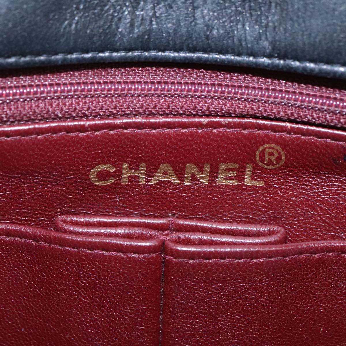 CHANEL Mini Matelasse Chain Shoulder Bag Lamb Skin Black Gold CC 103354