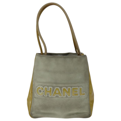 CHANEL Camelia Shoulder Bag Suede Yellow CC 104012