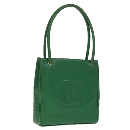 CHANEL Tote Bag Caviar Skin Green Gold CC 104248