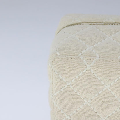 CHANEL Vanity Chain Wild Stitch Pouch Cotton White CC 104339A