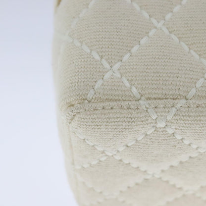 CHANEL Vanity Chain Wild Stitch Pouch Cotton White CC 104339A