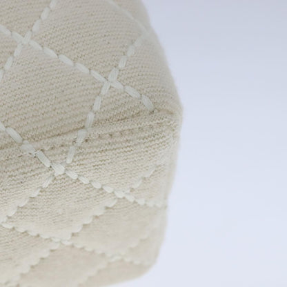 CHANEL Vanity Chain Wild Stitch Pouch Cotton White CC 104339A