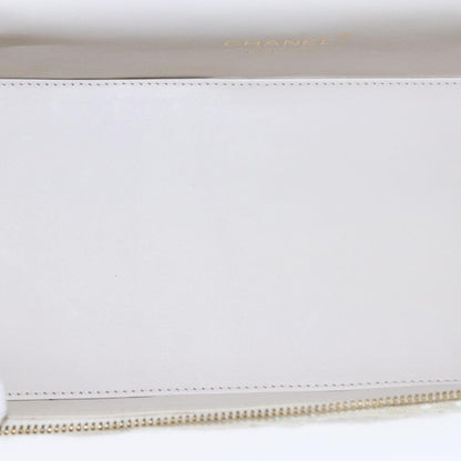 CHANEL Vanity Chain Wild Stitch Pouch Cotton White CC 104339A