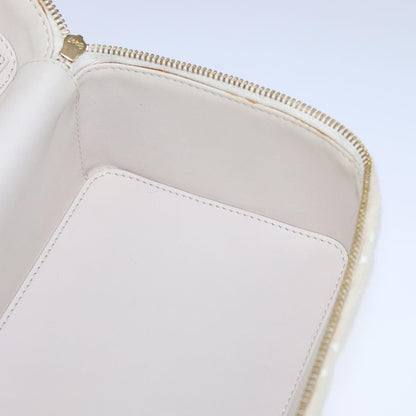 CHANEL Vanity Chain Wild Stitch Pouch Cotton White CC 104339A