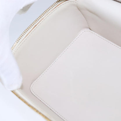 CHANEL Vanity Chain Wild Stitch Pouch Cotton White CC 104339A