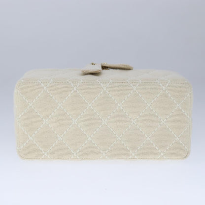 CHANEL Vanity Chain Wild Stitch Pouch Cotton White CC 104339A