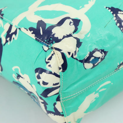CHANEL Flower Tote Bag patent Light green CC 104343
