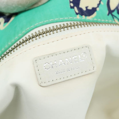CHANEL Flower Tote Bag patent Light green CC 104343