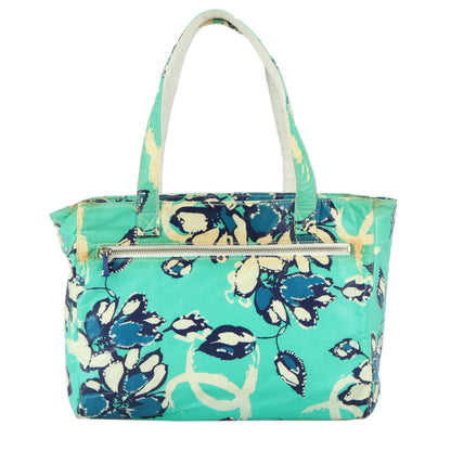 CHANEL Flower Tote Bag patent Light green CC 104343