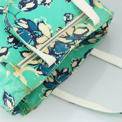 CHANEL Flower Tote Bag patent Light green CC 104343