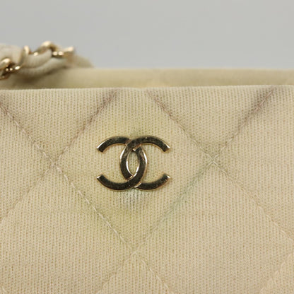 CHANEL Chain Shoulder Bag Cotton Ivory Gold CC 104415