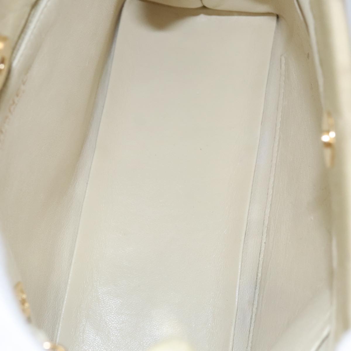 CHANEL Chain Shoulder Bag Cotton Ivory Gold CC 104415