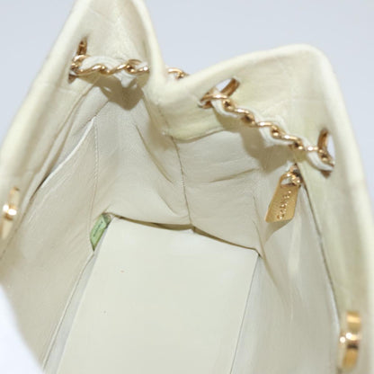 CHANEL Chain Shoulder Bag Cotton Ivory Gold CC 104415