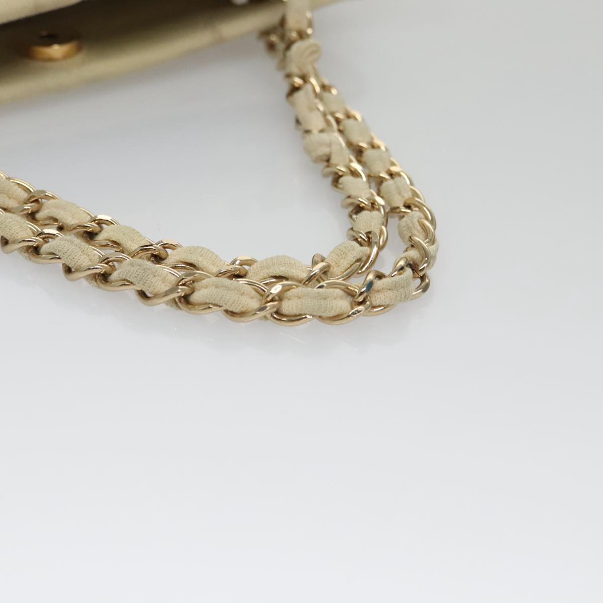 CHANEL Chain Shoulder Bag Cotton Ivory Gold CC 104415