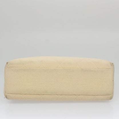 CHANEL Chain Shoulder Bag Cotton Ivory Gold CC 104415