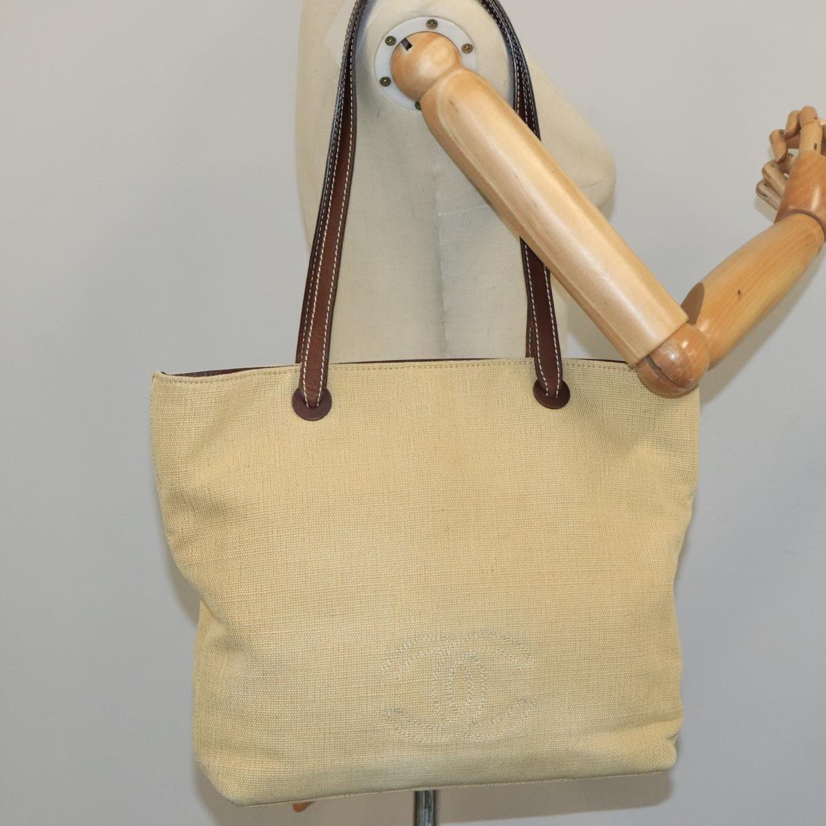 CHANEL COCO Mark Tote Bag Canvas Beige CC 104584