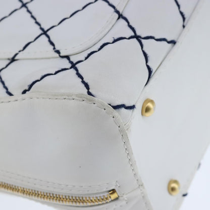 CHANEL Matelasse Wild Stitch Tote Bag Leather White CC 104614