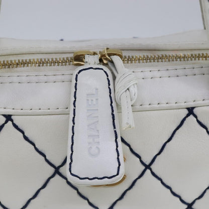 CHANEL Matelasse Wild Stitch Tote Bag Leather White CC 104614