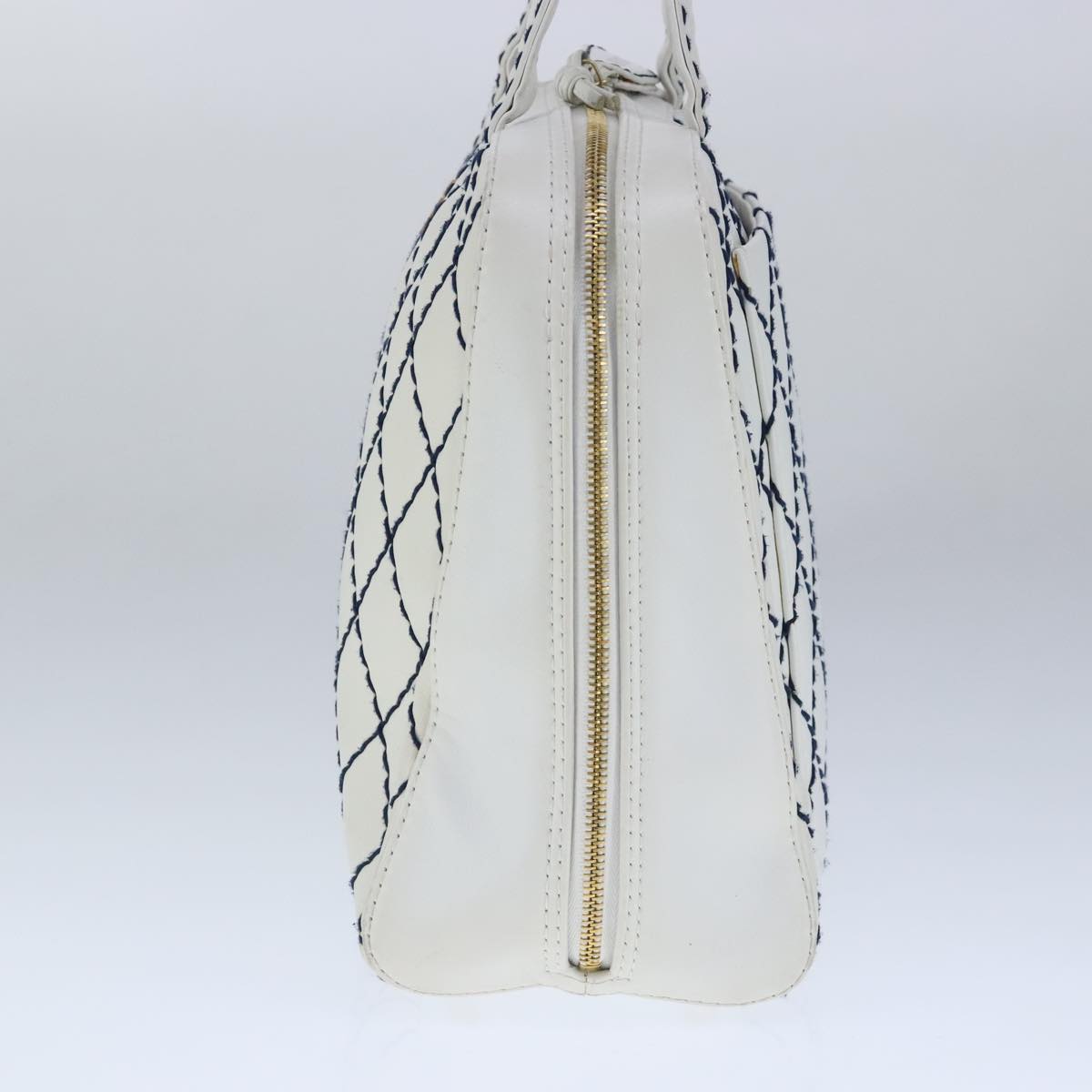 CHANEL Matelasse Wild Stitch Tote Bag Leather White CC 104614