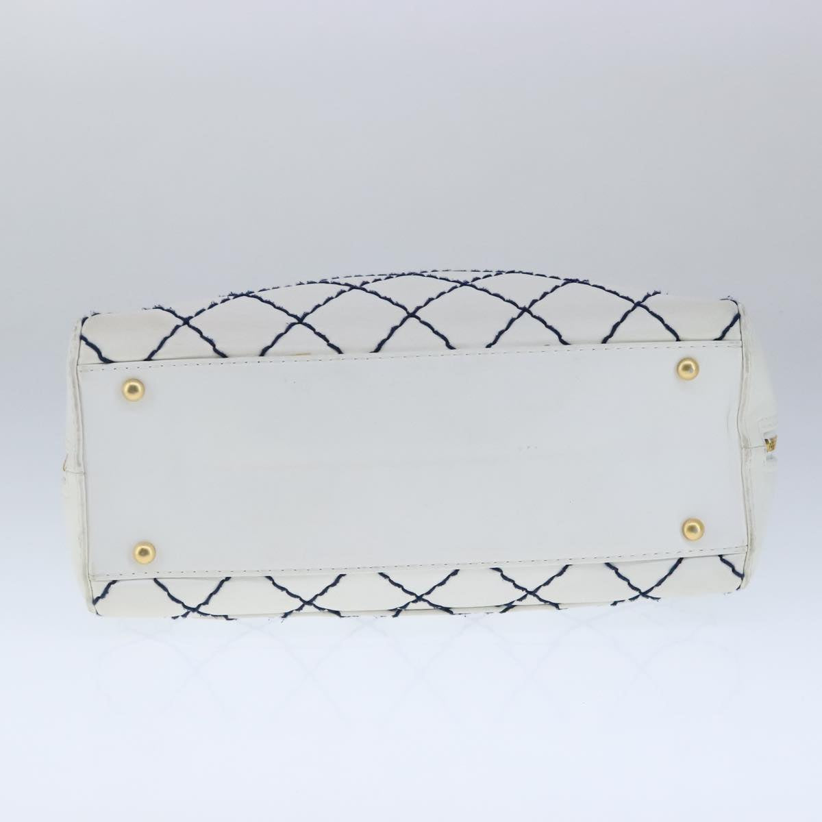 CHANEL Matelasse Wild Stitch Tote Bag Leather White CC 104614
