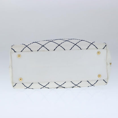 CHANEL Matelasse Wild Stitch Tote Bag Leather White CC 104614