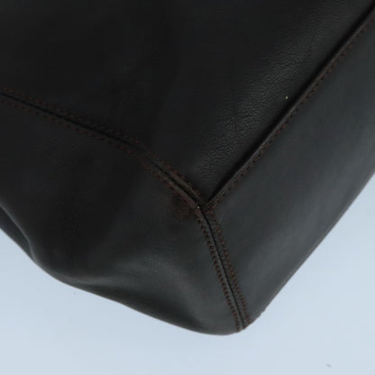 CHANEL Tote Bag Leather Brown CC 104647