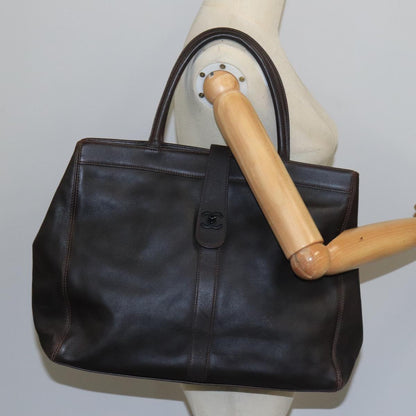 CHANEL Tote Bag Leather Brown CC 104647