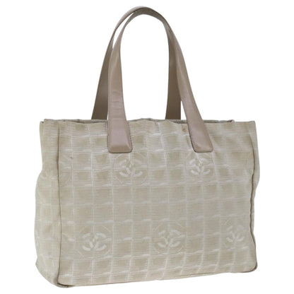 CHANEL New Travel line Tote Bag Nylon Beige CC 104648