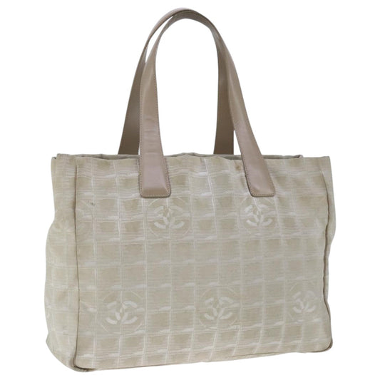 CHANEL New Travel line Tote Bag Nylon Beige CC 104648