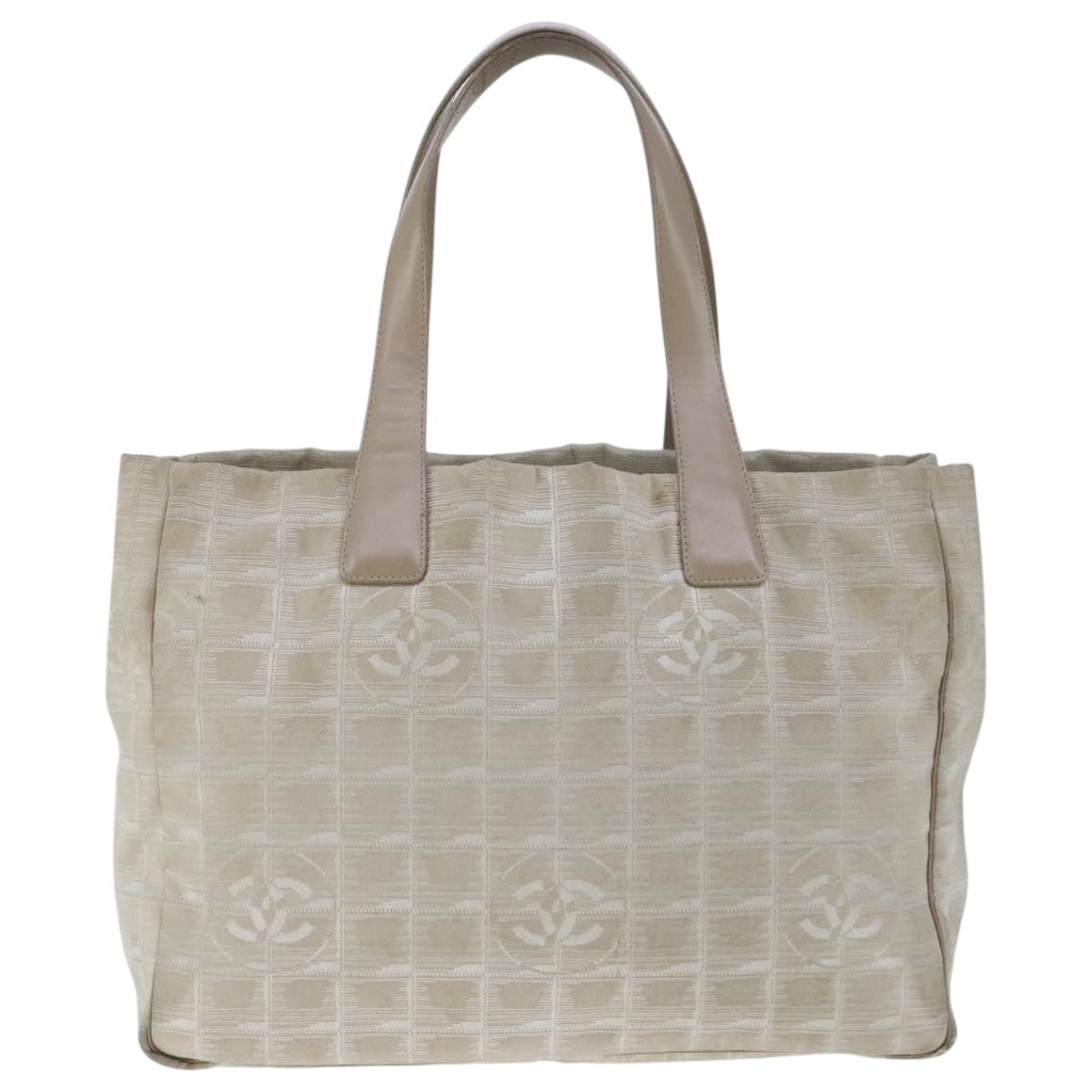 CHANEL New Travel line Tote Bag Nylon Beige CC 104648