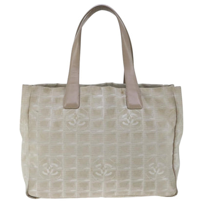 CHANEL New Travel line Tote Bag Nylon Beige CC 104648