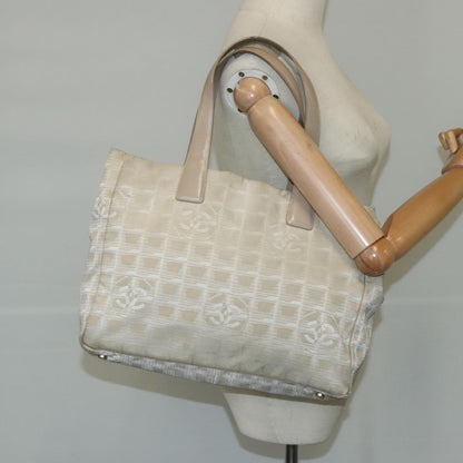 CHANEL New Travel line Tote Bag Nylon Beige CC 104648