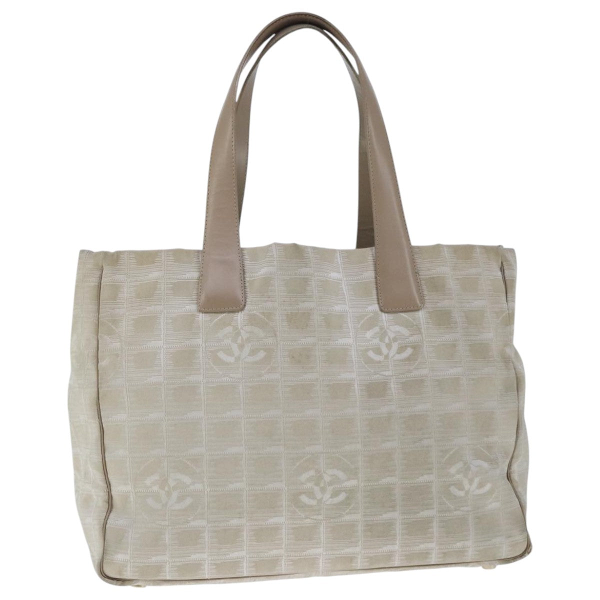 CHANEL New Travel line Tote Bag Nylon Beige CC 104648