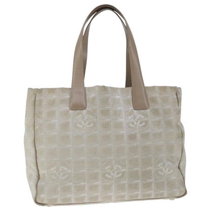 CHANEL New Travel line Tote Bag Nylon Beige CC 104648