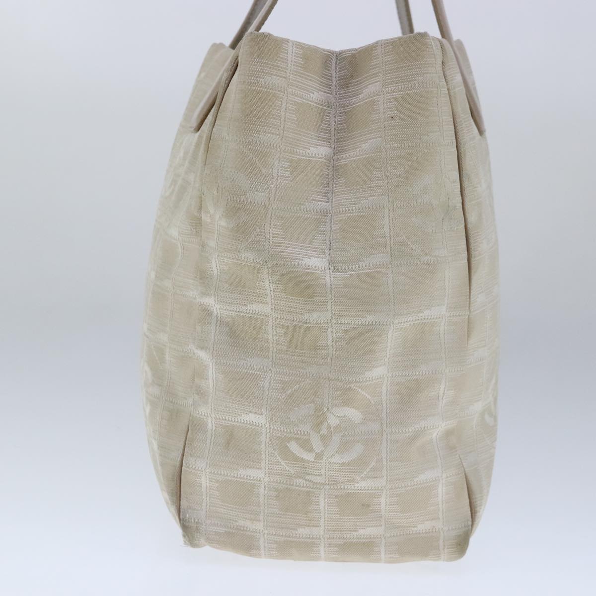 CHANEL New Travel line Tote Bag Nylon Beige CC 104648