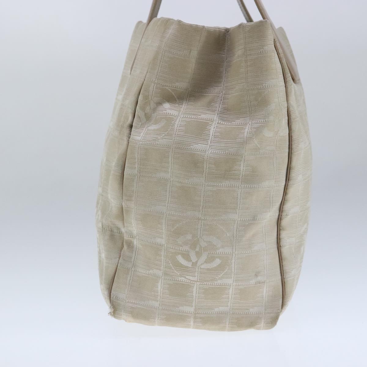 CHANEL New Travel line Tote Bag Nylon Beige CC 104648