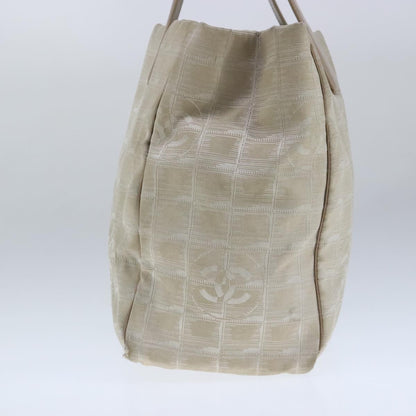 CHANEL New Travel line Tote Bag Nylon Beige CC 104648