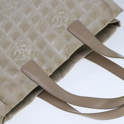 CHANEL New Travel line Tote Bag Nylon Beige CC 104648
